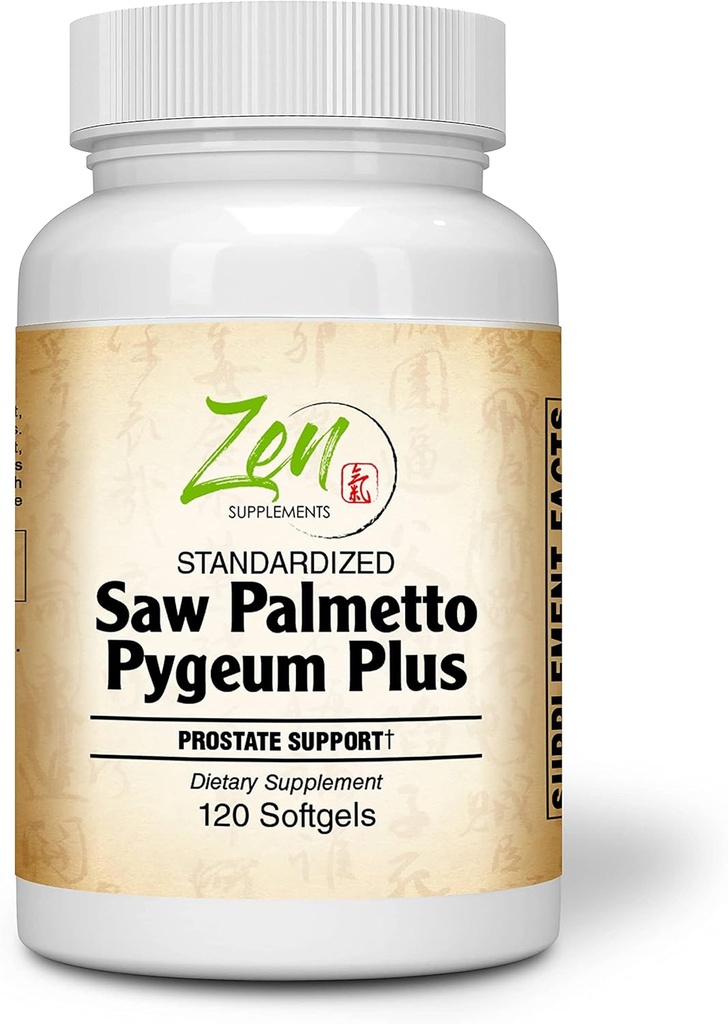Saw Palmetto & Pygeum Plus - Suplemento de apoyo a la próstata &amp; salud del tracto urinario que incluye la orina frecuente, Beta-Sitosterol admite bloqueo DHT para la prevención de la pérdida del cabello 120-Softgel