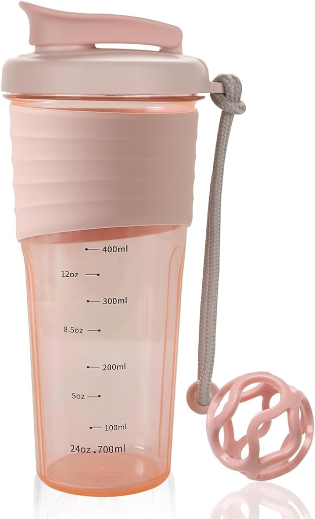 Protein Shaker Bottle,Sports Blender Bottles for Protein Mixes with Whisk Ball,Mixer Bottle,Portable Pre Workout Whey Protein Drink Shaker Cup,Midnight Pink