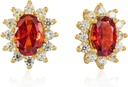 14K Amarillo oro plateado 925 Pendientes de plata rojo cúbico Zirconia para mujeres