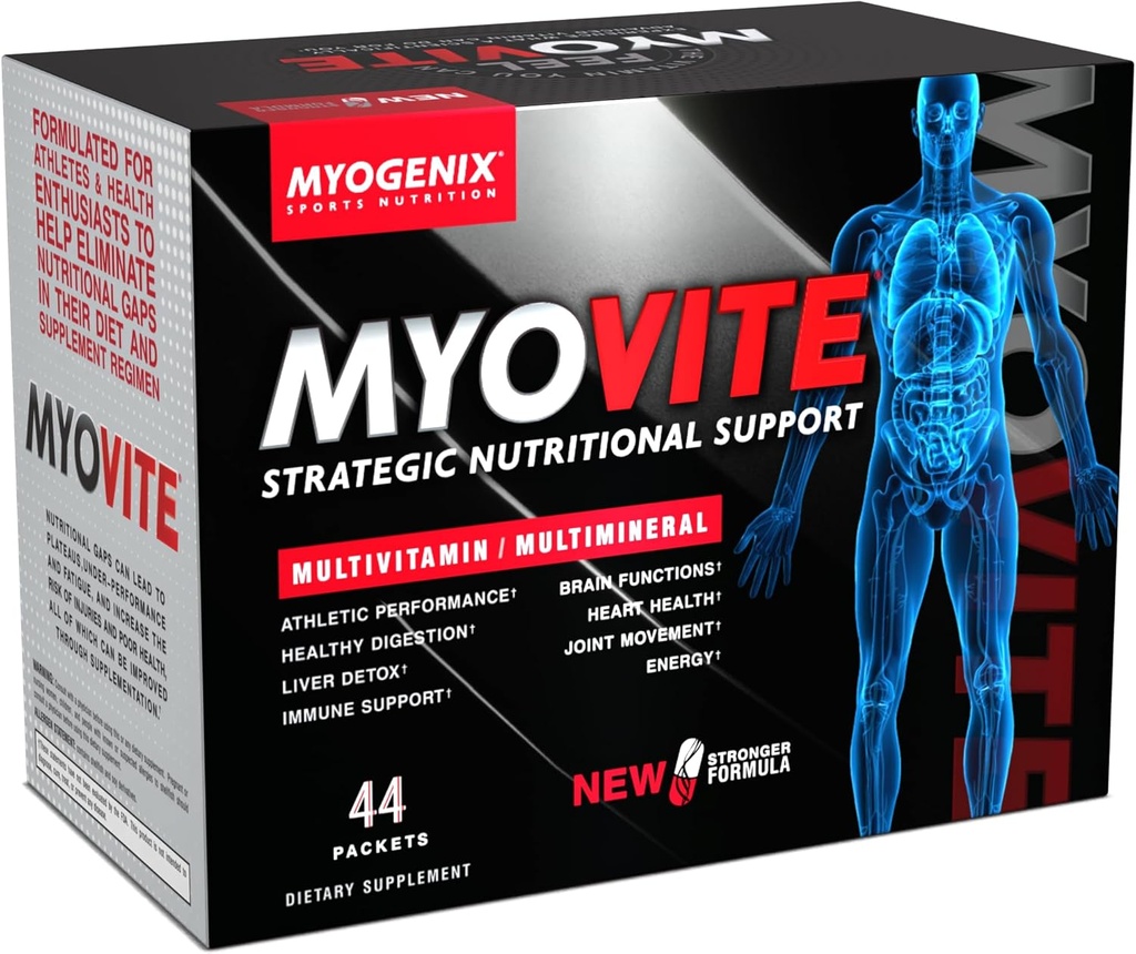 Myogenix Myovite Multivitamínico – Suplemento diario – Diseñado para los atletas – apoya la salud conjunta, cardíaca y digestiva – vitaminas de alto rendimiento para hombres y mujeres – 44 paquetes convenientes