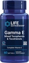 Extensión de vida Gamma E Mixed Tocopherols " Tocotrienols – Vitamina completa E Spectrum, Protección Antioxidante – No Gluten-Free – 60 Softgels