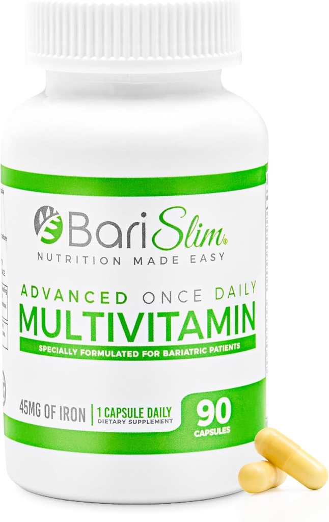 BariSlim Advanced Once Daily Bariatric Multivitamin Capsule - 45 mg de Iron - Vitamina Bariatric para Cirugía Post Bariatric incluyendo Bypass Gástrico y Sleeve Gástrico TEN 90 Day Supply