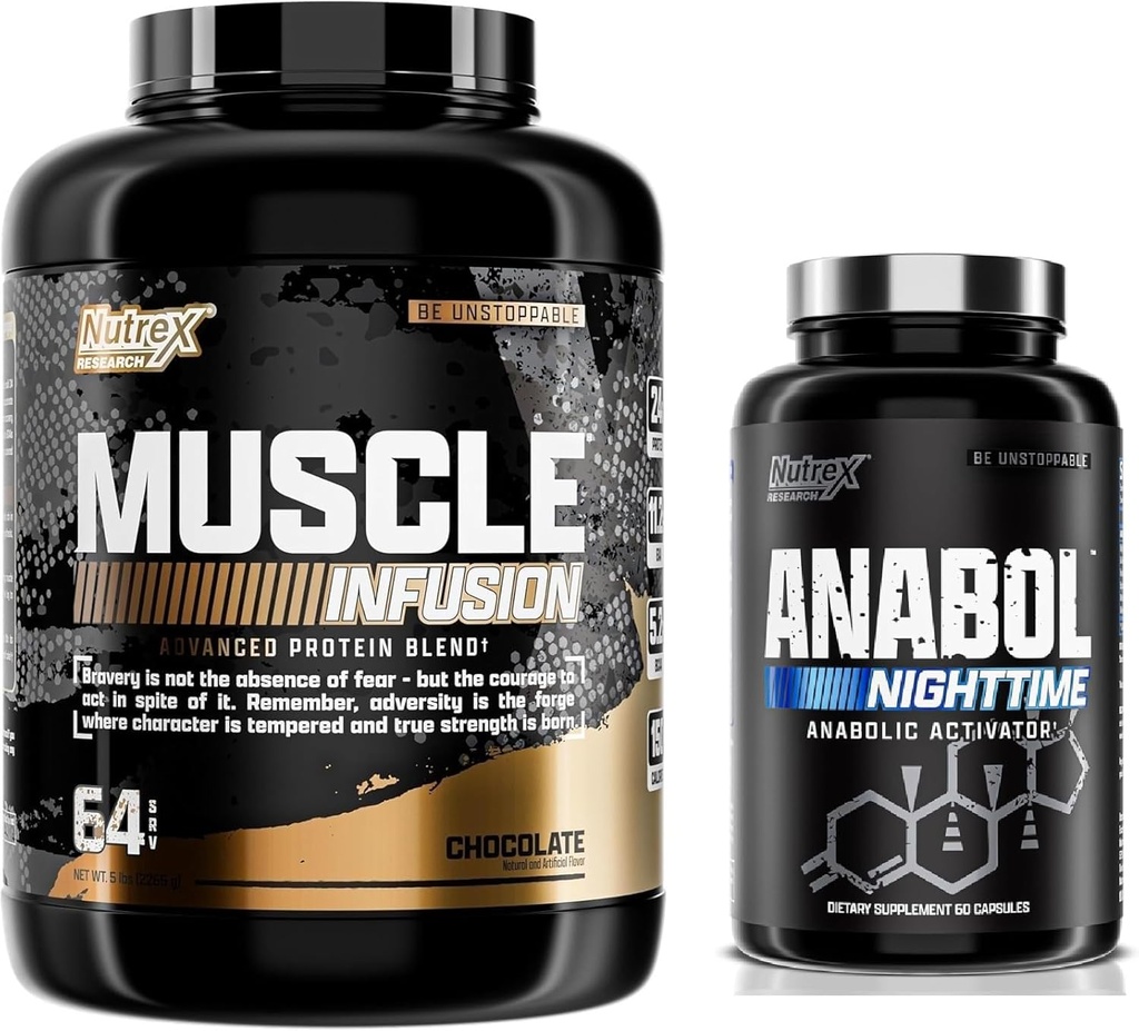 Nutrex Research Whey Protein Powder, Chocolate Anabol PM Nighttime Muscle Builder &amp; Sleep Aid
