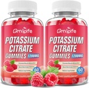 2 Pack Potassium Citrate Gummies, High Potassium Supplement Gummies 1200mg Support Leg Cramps & Muscle Health, Potassium Gummies for Adults & Kids, Vegan, Raspberry Flavor 120 Count
