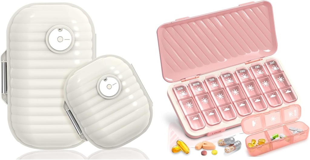 Organizador de píldoras de viaje, 7 días organizador de píldoras 3 veces al día, 7 días caja de píldoras - GloDeals Organizador semanal de píldoras Medicina diaria dispensador de contenedores caso de suplemento de aceite de vitamina pescado
