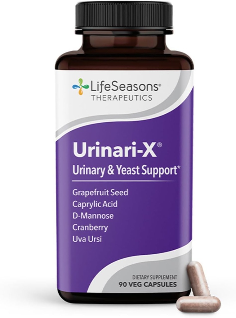 Urinari-X - Urinary Tract Support - Fast Acting UTI Relief - Vitamin Supplement for Healthy Bladder Function & Immunity - D-Mannose, Cranberry, Caprylic Acid, Uva Ursi & Grapefruit - 90 cápsulas