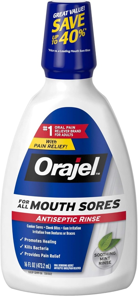 Orajel Antiseptic Mouth Sore Rinse, 16 Fluid Oz