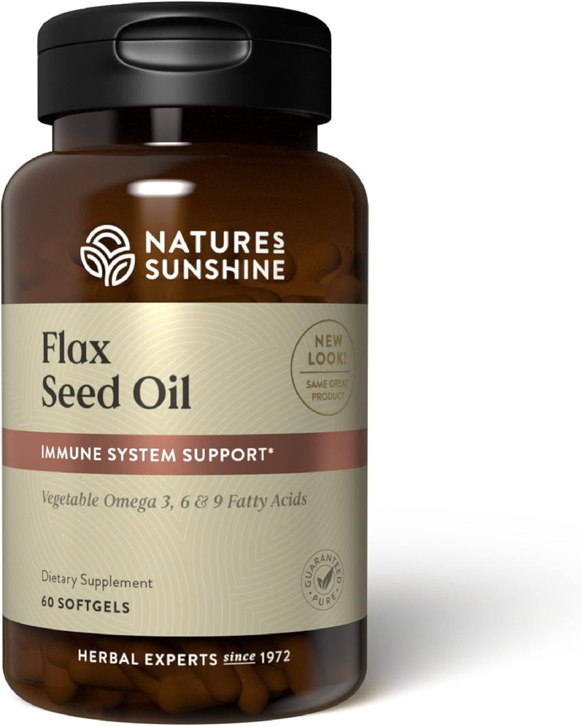 Sunshine Flax Seed Oil, 60 Softgels ← Excelente fuente de ácidos grasos saludables del corazón, contiene Lignanos que ayudan a aumentar la inmunidad y apoyar la salud del pecho y la próstata