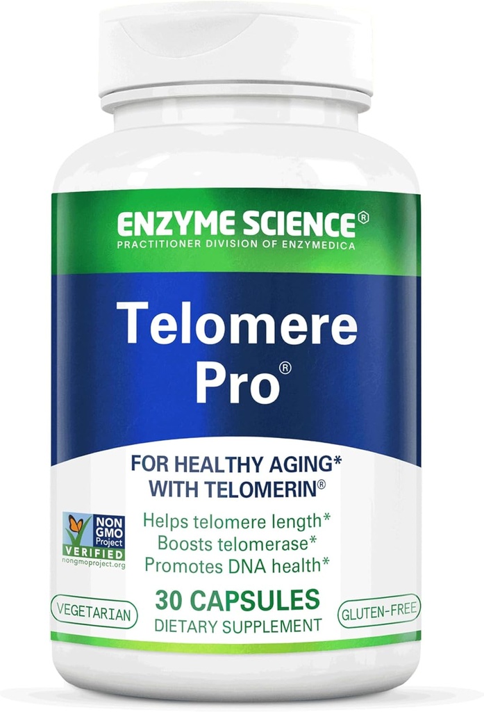 Enzyme Science Telomere Pro ← Apoya la Salud Celular, la Producción Energética y el Envejecimiento Saludable Formulado con Vitamina D3, Rhodiola y Astragalus peru Natural Telomerase Suplemento, 30 Servimientos