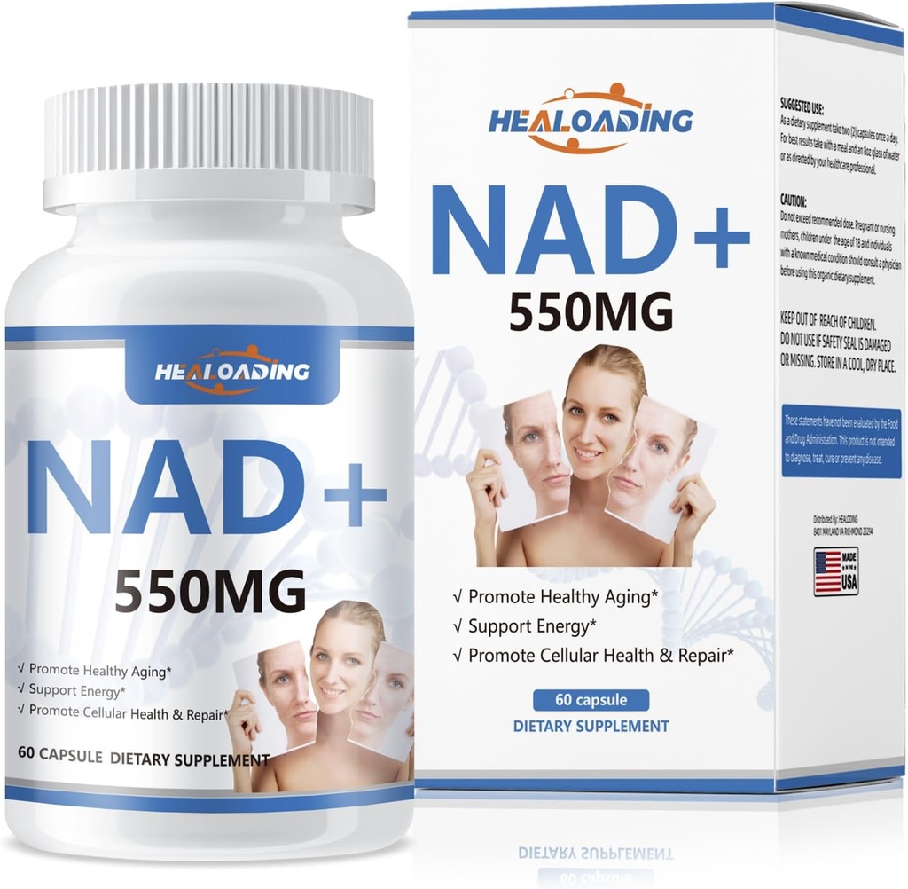 NAD Suplemento liposomal para Mujeres: NAD+ Suplemento con Resveratrol 550MG Soporte celular Reparación Energía y envejecimiento saludable