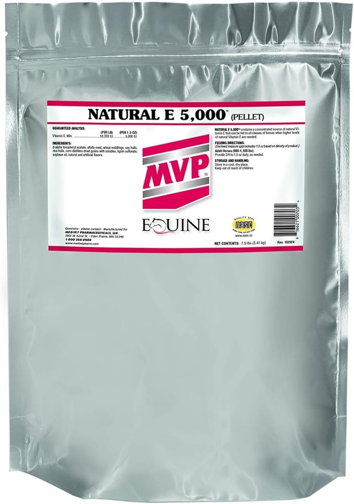Natural E 5,000 (7.5 lb) Forma natural de vitamina E para una mejor biodisponibilidad para caballos