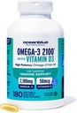 Oceanblue Professional Fish Oil with Vitamin D3 ← Triple Strength 2100mg Omega 3 DPA EPA DHA ← Wild Caught ← Burpless Orange Flavor, 90 Servings (180 Conde)