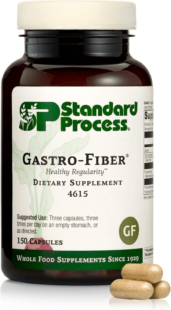Gastrofibra de proceso estándar - Suplemento dietético para la salud digestiva - Asistencia Gut Health - Sin gluten &amp; Non-Soy - 150 cápsulas (50 servicios)