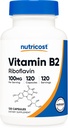 Nutricost Vitamin B2 (Riboflavin) 100mg, 120 Capsules - Gluten Free and Non-GMO