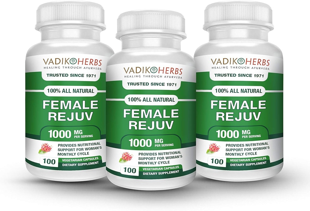 Rejuv hembra por Vadik Herbs ← Tratamiento herbal para el alivio del PMS Suplemento Premenstrual Cycle Support ← Herbal Fórmula Complejo para el cármulo menstrual " Períodos ← Naturalmente Balance Hormonas (3 Pack)