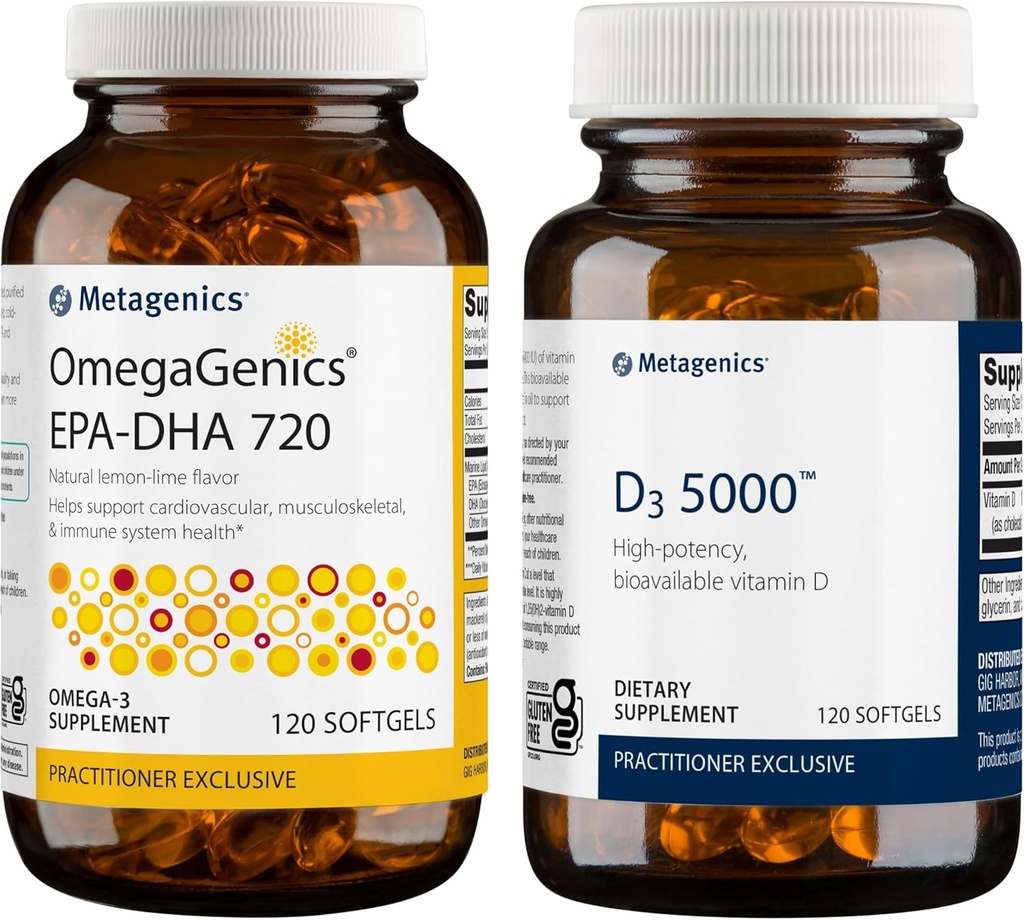 Metagenics Bundle - D3 5000 & EPA-DHA 720-120 Softgels of D3 5000 for Immune Support, Bone & Heart Health* - 120 Softgels of EPA-DHA 720 for Heart, Musculoskeletal & Immune System Health*