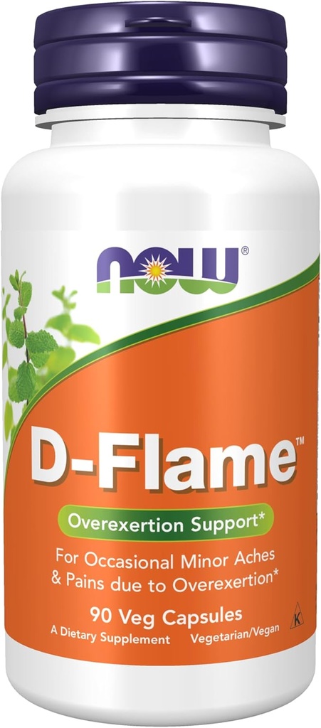 NOW Foods Supplements, D-Flame™ with a Blend of Complementary Herbs, Overexertion Support*, 90 Veg Capsules
