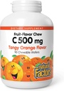 Factores naturales, Vitamina C 500 mg, Niños Chewable para apoyar los huesos y dientes saludables, naranja Tangy, Vegan, No GMO, 90 wafers (90 porciones)