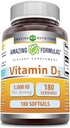 Fórmulas asombrosas Vitamina D3 (Cholecalciferol) Suplemento TEN 5000 UI por Serving TEN 180 Softgels TEN NO-GMO ANTE Gluten-Free TEN Made in USA