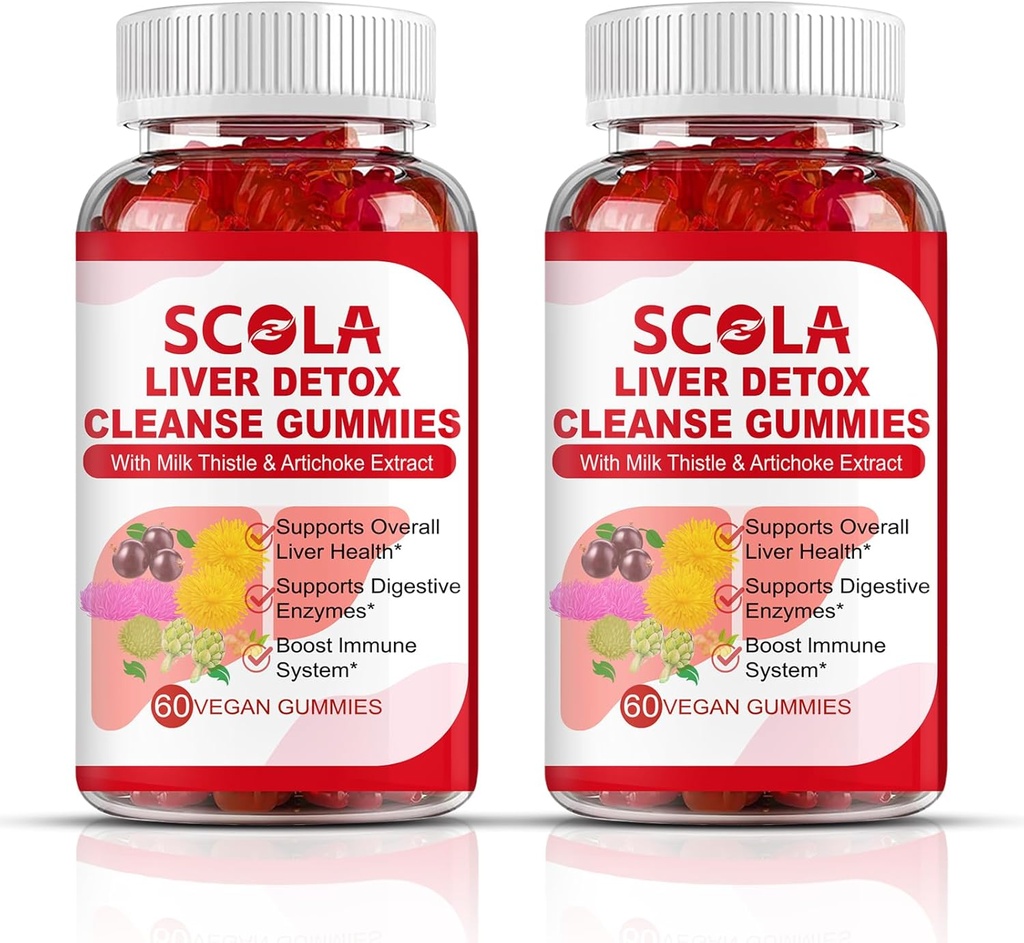 SCOLA Liver Cleanse Detox " Repair Gummies, Liver Support Supplement Incluye Milk Thistle Extract with Silymarin, Dandelion, Chicory Root, Liver Health Supplements, 120 Count
