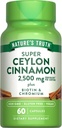 La verdad de la naturaleza Ceylon Cinnamon Capsules ← 2500mg  durable plus Chromium and Biotin Silencio 60 Conde ← Vegan, No GMO &amp; Gluten Free Supplement