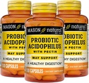 MASON NATURAL Probiotic Acidophilus, 150 Day Supply, Supports Regularity and Normal Digestion with Pectin &amp; Calcium, 100 Capsules (Pack of 3)