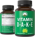 Rendimiento de pico Vitaminas D 5,000 iu + A + K + E Todo en 1 Cápsula Vegana Fácil de Tragar. Suplemento Vitamina ADK con E D3 K2. Vitaminas Esenciales para Mood, Immune, Bone, Vision, Heart