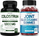 Colostrum (120 Count) Bovine Colostrum Capsules for Adults and Glucosamine Chondroitin (60 Gummies) Joint Supplements for Men & Women with Delicious Raspberry Flavor - Vegan Safe & Made in USA