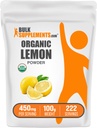 BulkSupplements.com Polvo de limón orgánico - Fuente de vitamina C natural, Polvo de frutas, Sabor de limón - Gluten Free, 450mg por ser, 100g (3.5 oz) (Pack of 1)