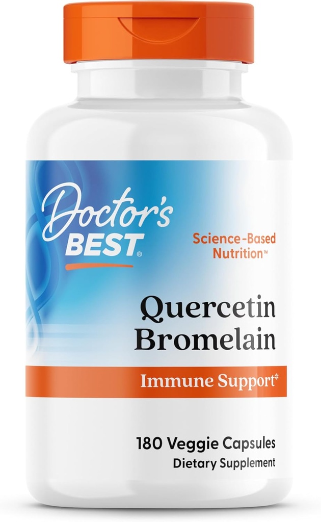 Mejor bromelaina de quercetina, cápsula de apoyo a la inmunidad, corazón, sistema respiratorio mixto y saludable, no transgénico, vegano, sin gluten, soy libre, 180 VC
