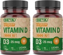 DEVA Vegan Vitamina D3 Suplemento - Una vez por día Tablet con 1000 UI - Cholecalciferol - Lichen Plant Derived - 90 Tablas pequeñas, 2-Pack
