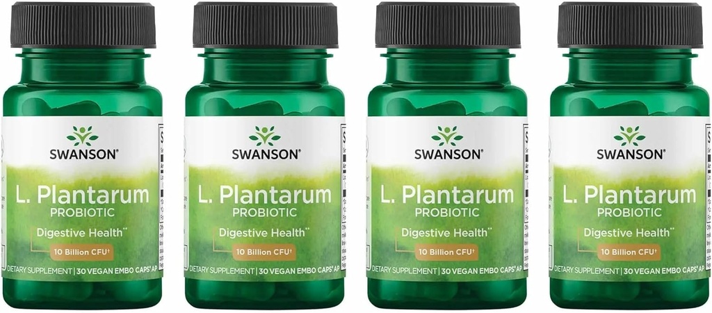 Swanson L. Plantarum - Suplemento Digestivo Promoción Gastrointestinal Balance & Bowel Regularidad - Fórmula natural para ayudar a reducir el rubor - (30 cápsulas vegetales) 4 Pack