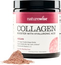 NatureWise Vegan Collagen Powder - Booster Formula for Healthy Hair, Skin, &amp; Nails with Hyaluronic Acid, Vitamin C and E, Protein - Mixed Berry Flavor - Dairy-Free, Non-GMO - 15 porciones