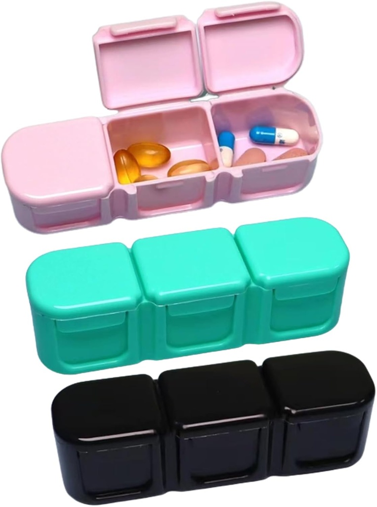 3 piezas Organizador de píldoras, 3 Timer Daily Moisture Proof Pill Box Pocket Purse Portable Travel Vitamin Container Medicine Case