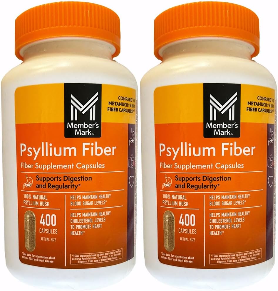 Mark Fiber Capsules 2Pack (400 Conde) Psyllium Husk es el suplemento de fibra recomendado por el médico #1.