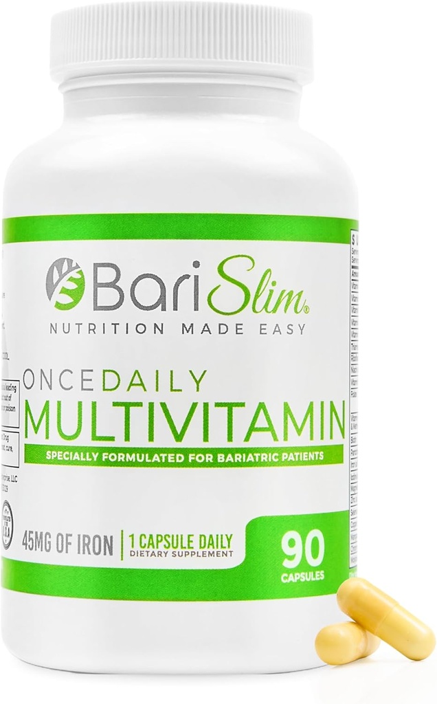 BariSlim Once Daily Bariatric Multivitamin Capsule - 45 mg de Hierro - Vitamina Bariat Suplemento de Cirugía Post Bariatric incluyendo Bypass Gástrica ' Sleeve TEN 90 Day Supply