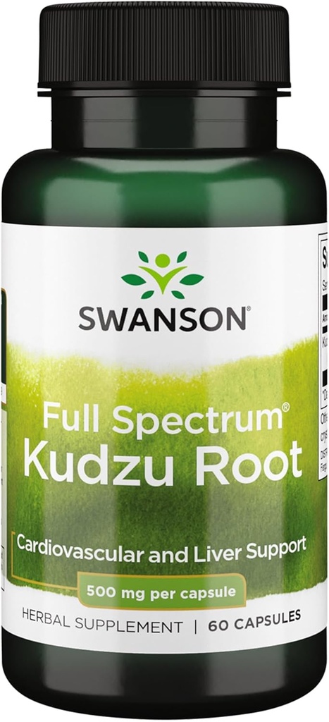 Swanson Full Spectrum Kudzu Root - Suplemento herbal Apoyo a la salud del corazón " Salud del hígado - mayo Apoyo a la presión sanguínea saludable " Niveles de colesterol - (60 cápsulas, 500 mg cada uno)