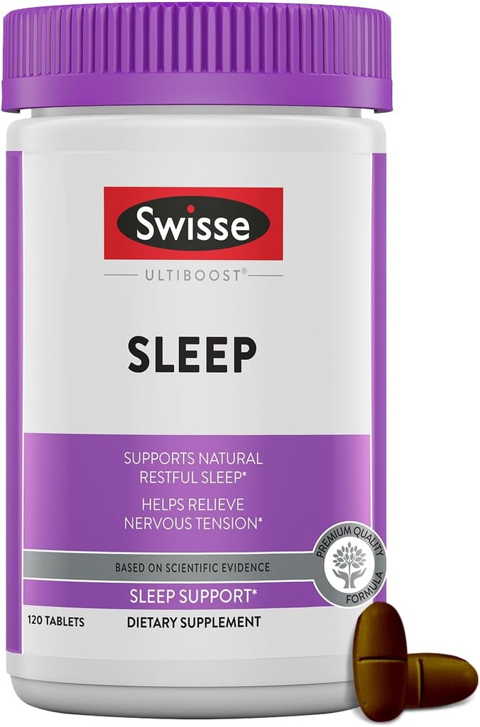 Swisse Sleep Valerian Root Capsules  Valerian Root Extract + Magnesium + Licorice + Hops ← Melatonin Free Herbal Sleep Supplement ← Ayudas Relieve Nervous Tension  120 Tablets