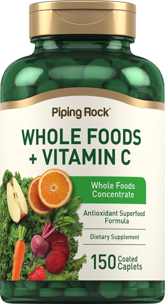 Piping Rock Whole Foods Vitamina C ← 150 Caplets ← Superfood Blend ← Vegetariano, No GMO, Gluten Free Supplement