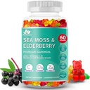 BIO VITALICA Sea Moss Gummies Elderberry BioVitalica - Vitamina C D + Zinc - Irish Seamoss Vegan Gummy with Sea Moss Gel & Powder for Immunity, Detox - para adultos y niños
