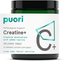 Puori Cretine Monohydrate Powder with Taurine - Unflavored Creatine Powder, Pre-Workout Supplement for Men &amp; Women - Muscle Builder, Enhanced Workout Performance & Strength Building - 60 Servings