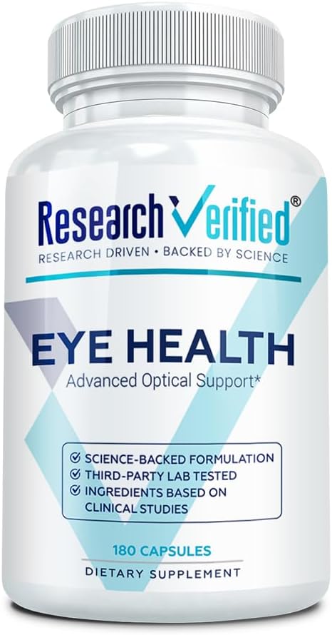 Research Verified Eye Health - Nourish and Protect Eyes and Vision, Support Healthy Retina, Improve Blood Supply to Eyes - Vitaminas A, B, C y E - 180 Capsules - 3 Month Supply - Made in The USA