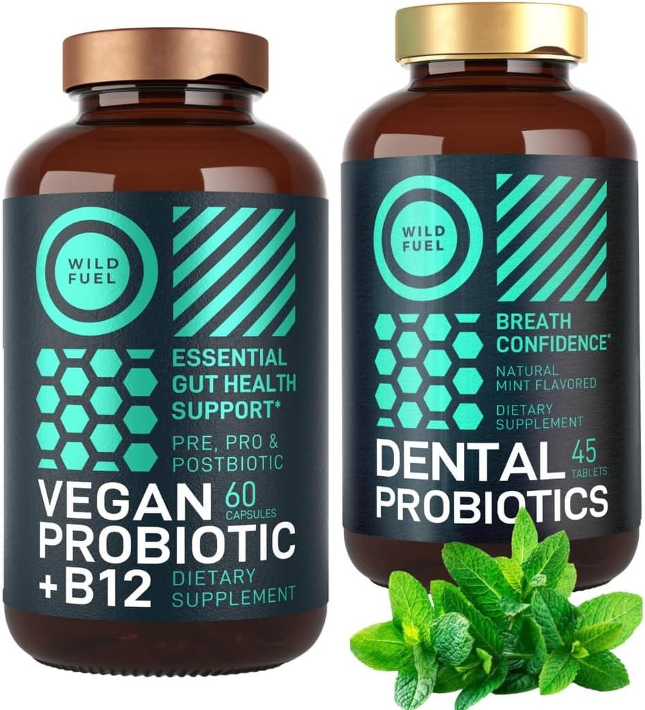 Vegan Probiotic Plus B12 y Oral Probiotic Mint Enhanced Probiotic Bundle
