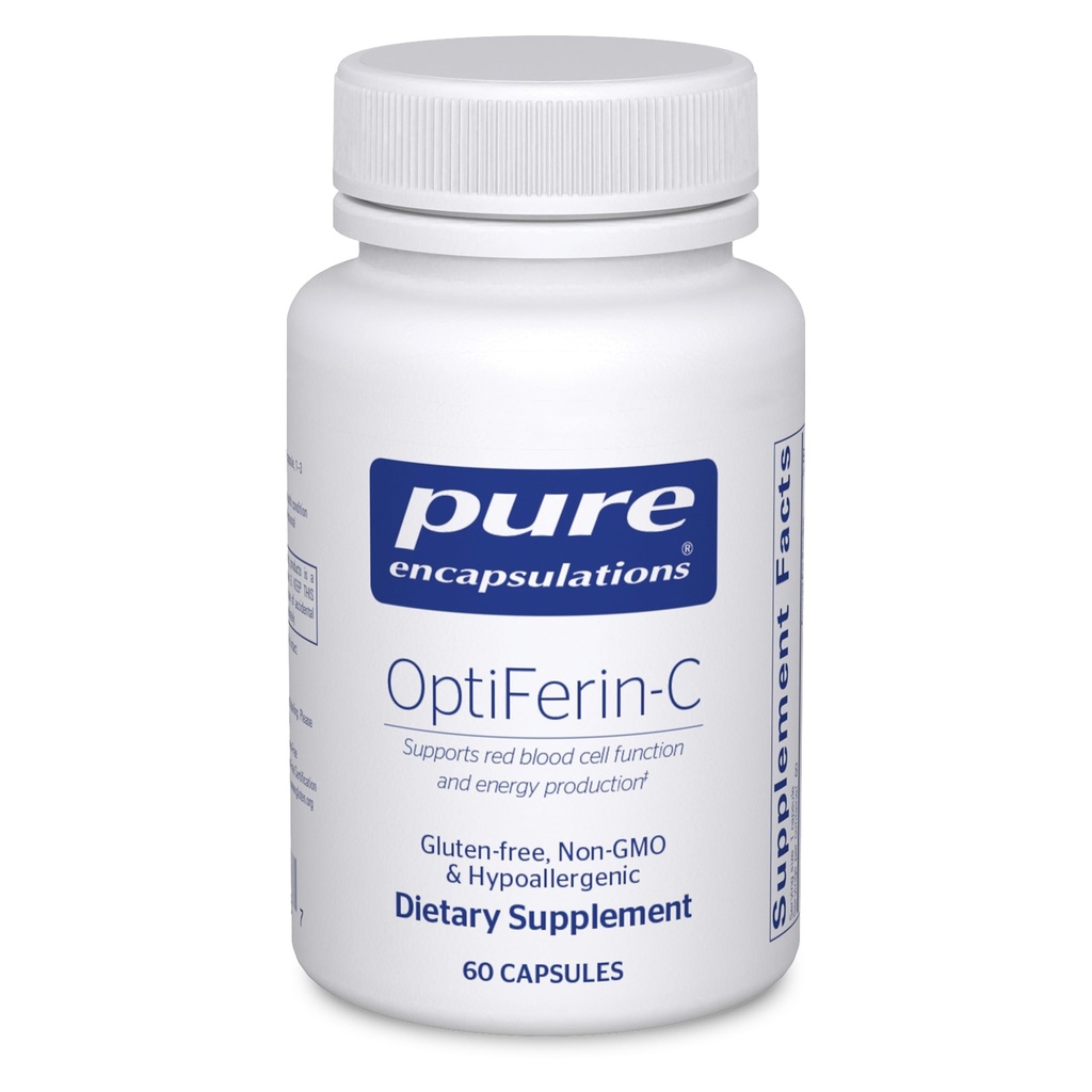 Pure Encapsulations OptiFerin-C - for Red Blood Cells & Energy - Iron Absorption Support - Energy Supplement* - Vitamin C Enriched - Gluten Free & Non-GMO - 60 Capsules