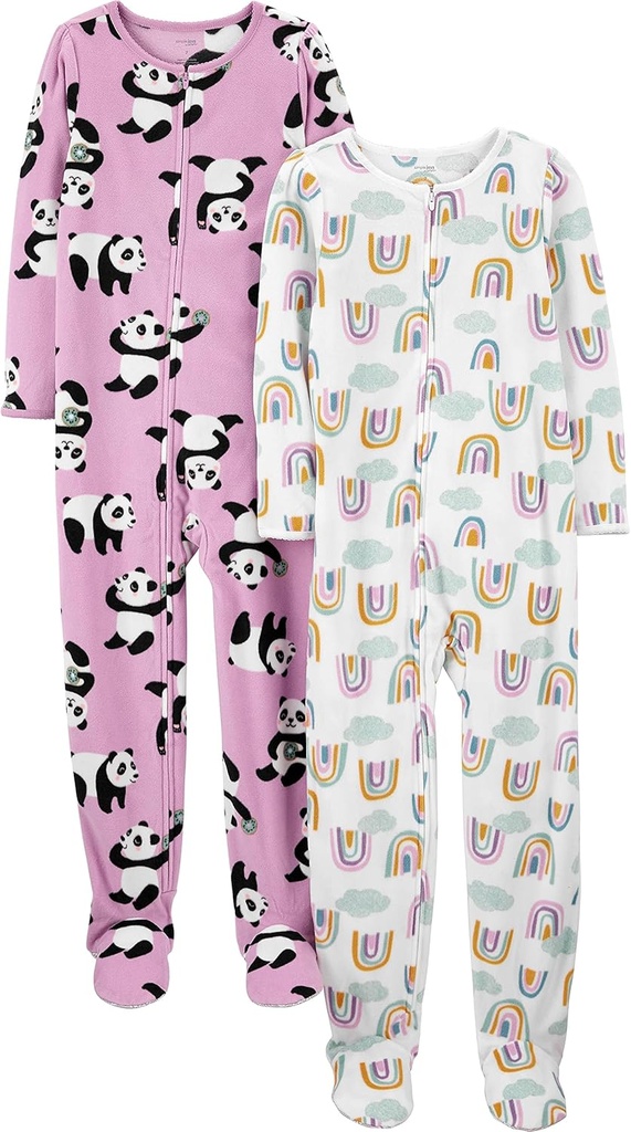Joyas simples de las chicas de Carter 2-Pack Loose-fit Fleece Footed Pajamas