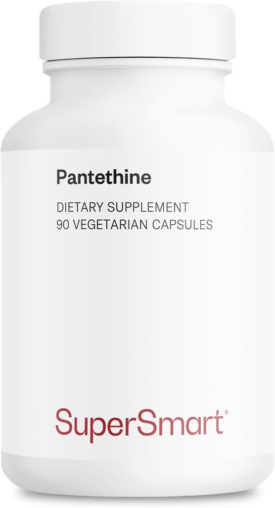 Supersmart - Pantetina de Pantesina 600 mg por día (Acido Pantetánico) - Vitamina Activa B5 Suplemento No-GMO &amp; Gluten Gratis - 90 cápsulas vegetarianas