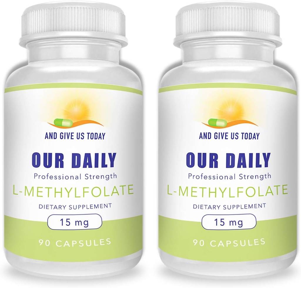 Y VIVO TODAY OUR DAILY L-Methylfolate 15mg (2 Botellas) - 180 Capsules - Professional Strength Active Methyl Folate - 5-MTHF Suplemento - Non GMO, Gluten Free, No Fillers