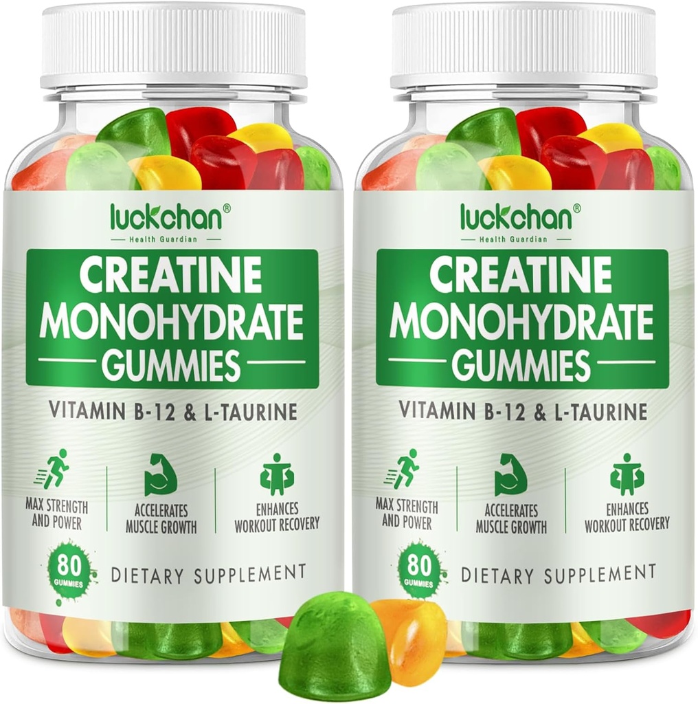 Creatine Monohydrate Gummies 5g - Creatine for Women &amp; Men - Pre Workout Supplement for Muscle Strength, Muscle Builder, Energy Boost Low Sugar Chewable Creatine Gummies 160 Cuenta