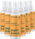 ATTITUDE Hand Sanitizer Spray, EWG Verified, Kills Germs & Bacteria, Vegan " Plant-Based, Safe for Adults " Kids, Orange Blossom " Eucalyptus Scent, 3,38 Fl Oz (Pack of 6) (Spray Bottle)
