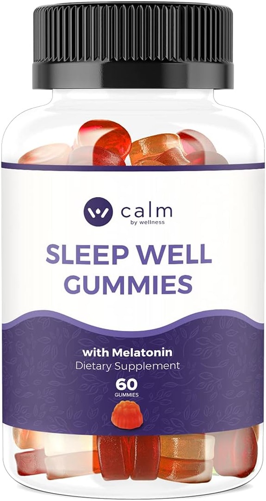 Calm by Wellness Sleep Well Gummies, Extra Strength Gummy with Melatonin, Natural Sleep Support Supplement, 30 Count